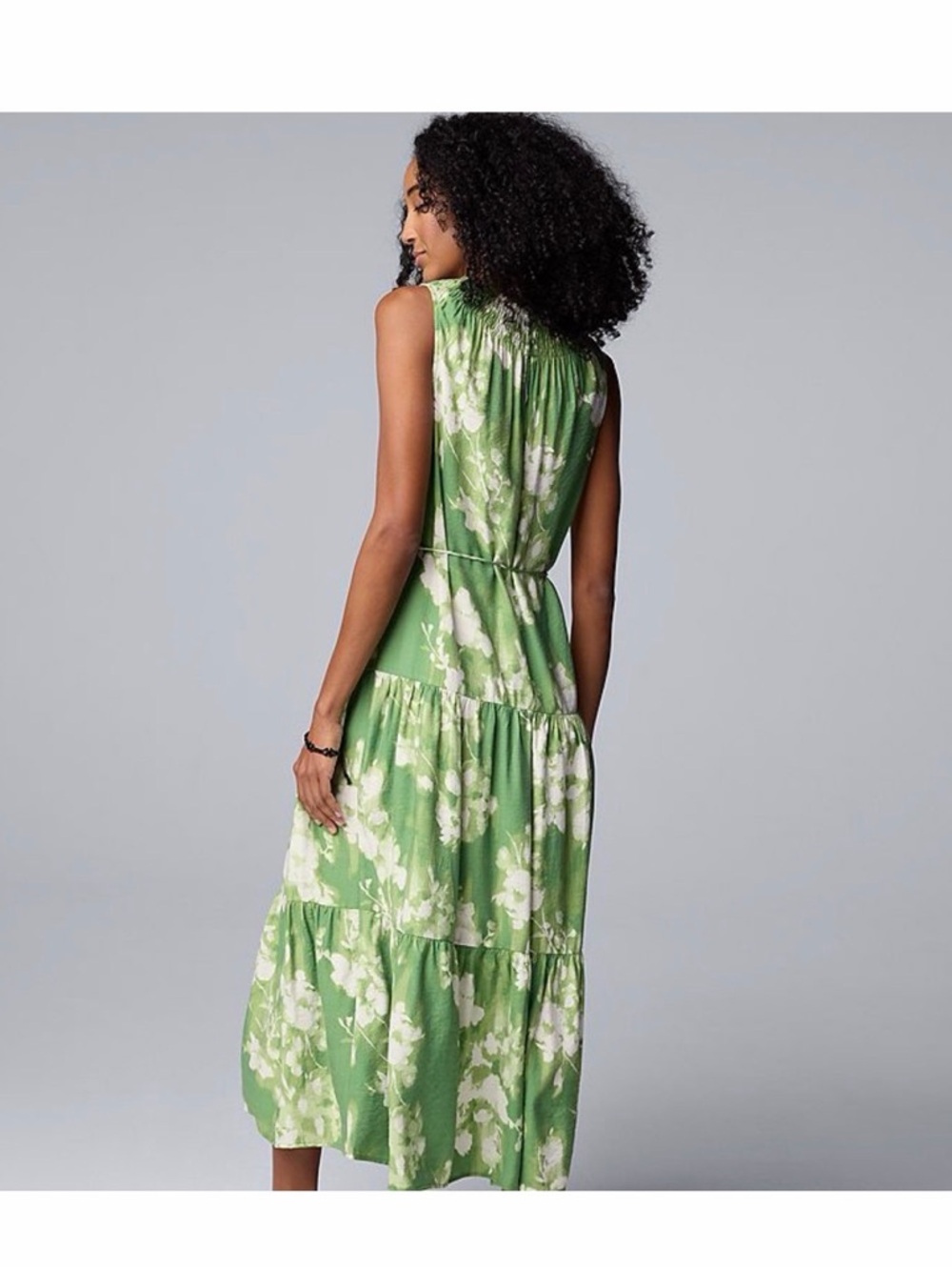 Simply Vera Vera Wang Green Floral Tiered Sleeveless Maxi Dress Size XL - Picture 2 of 12